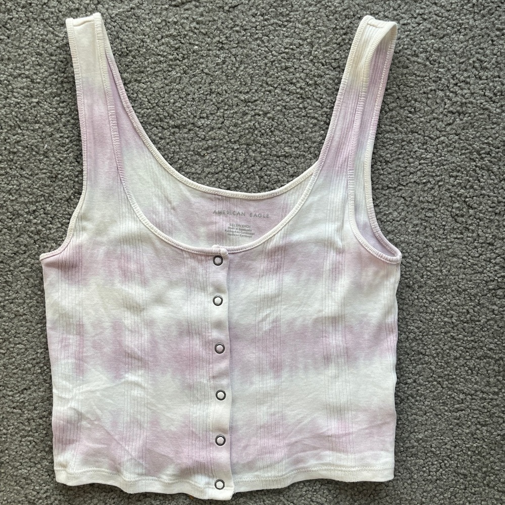 Pink tie die cropped tank top